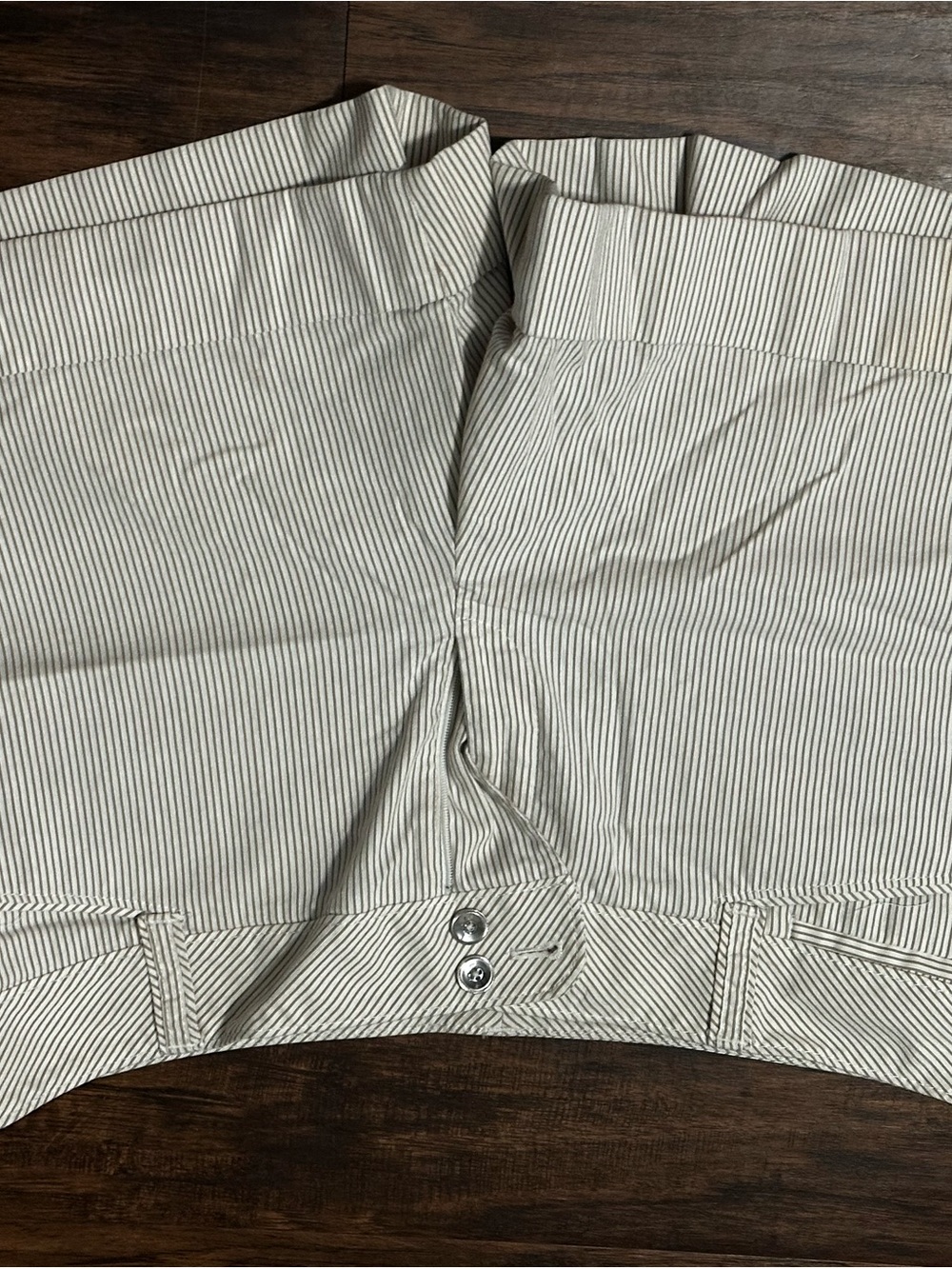 White House Black Market Cream and Black Striped Shorts